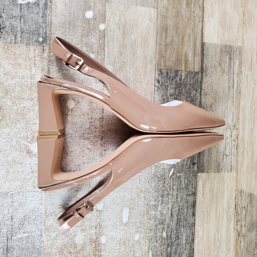 Vince Camuto Hamden Womens Pumps 11 M Brown Patent Leather Pointed Toe Slingback - Picture 7 of 12